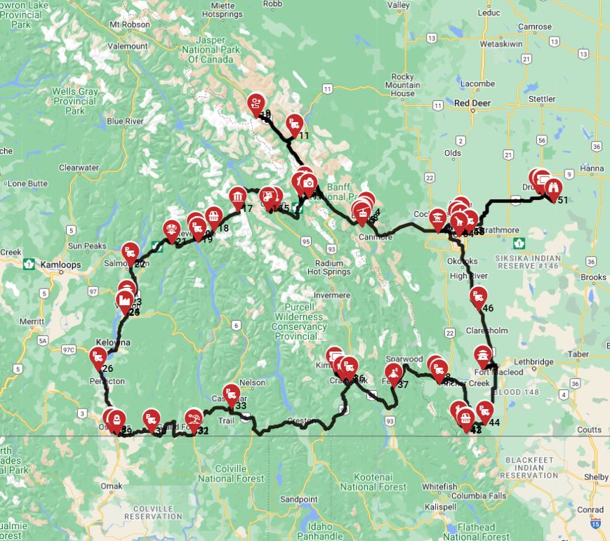 RV full route from Calgary